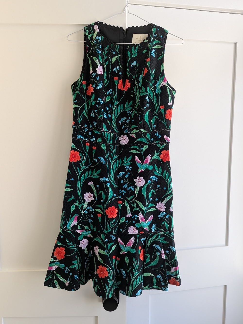 Floral Embroidered Black Dress with Multicolor Blooms
